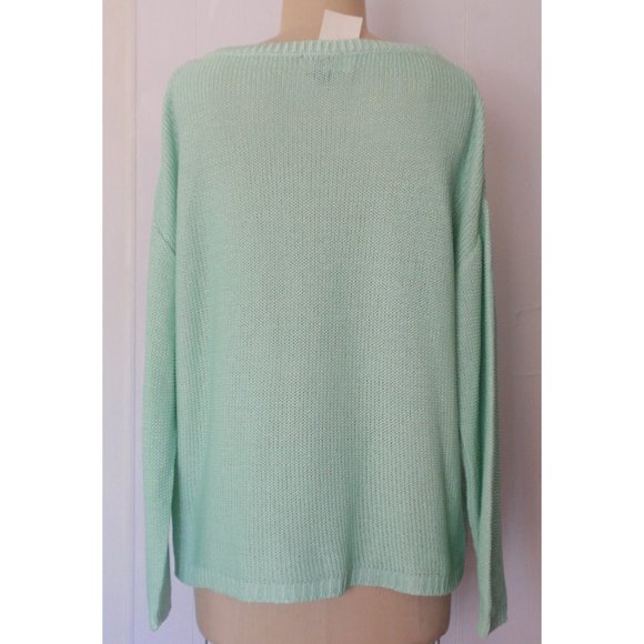 H&M MINT COATED SHAKER CREWNECK LONG SLEEVE SWEATER L NWT - Picture 4 of 6